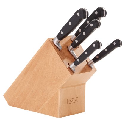Stellar Classic 5 Piece Knife Block Wood Stellar Classic 5 Piece Knife Block Wood