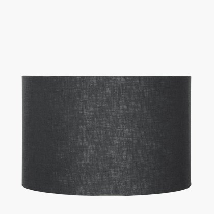 Pacific Lino 35cm Black Self Lined Linen Drum Shade Pacific Lino 35cm Black Self Lined Linen Drum Shade