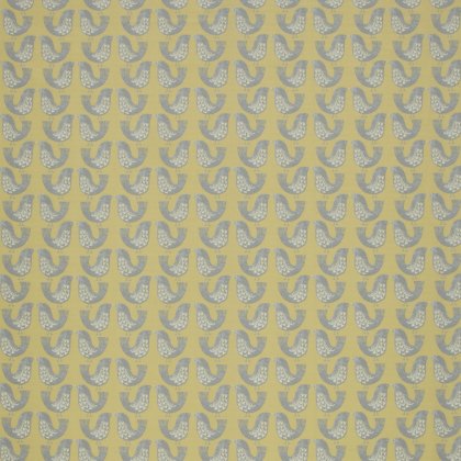 Scandi Birds Mustard Matt PVC Fabric Scandi Birds Mustard Matt PVC Fabric