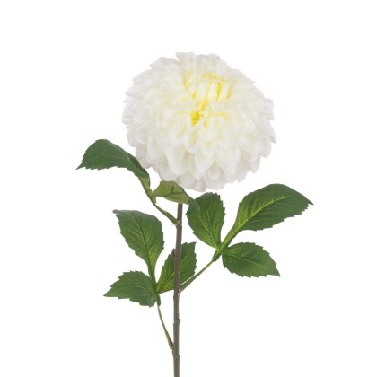 Floralsilk Pom Pom Dahlia Stem White Floralsilk Pom Pom Dahlia Stem White