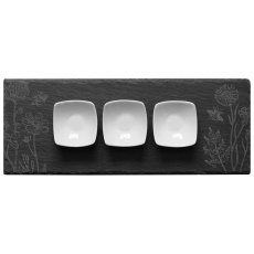 Tradestock Flowers Slate Serving Board with 3 Dishes Tradestock Flowers Slate Serving Board with 3 Dishes