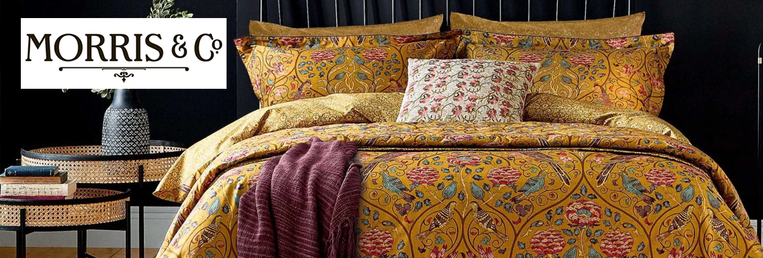 Enjoy classic William Morris designs such as Strawberry Thief, Sunflower Saffron and Honeysuckle & Tulip. Available across a wide range of bed linen, curtains & cushions, rugs, gifts & stationery.
