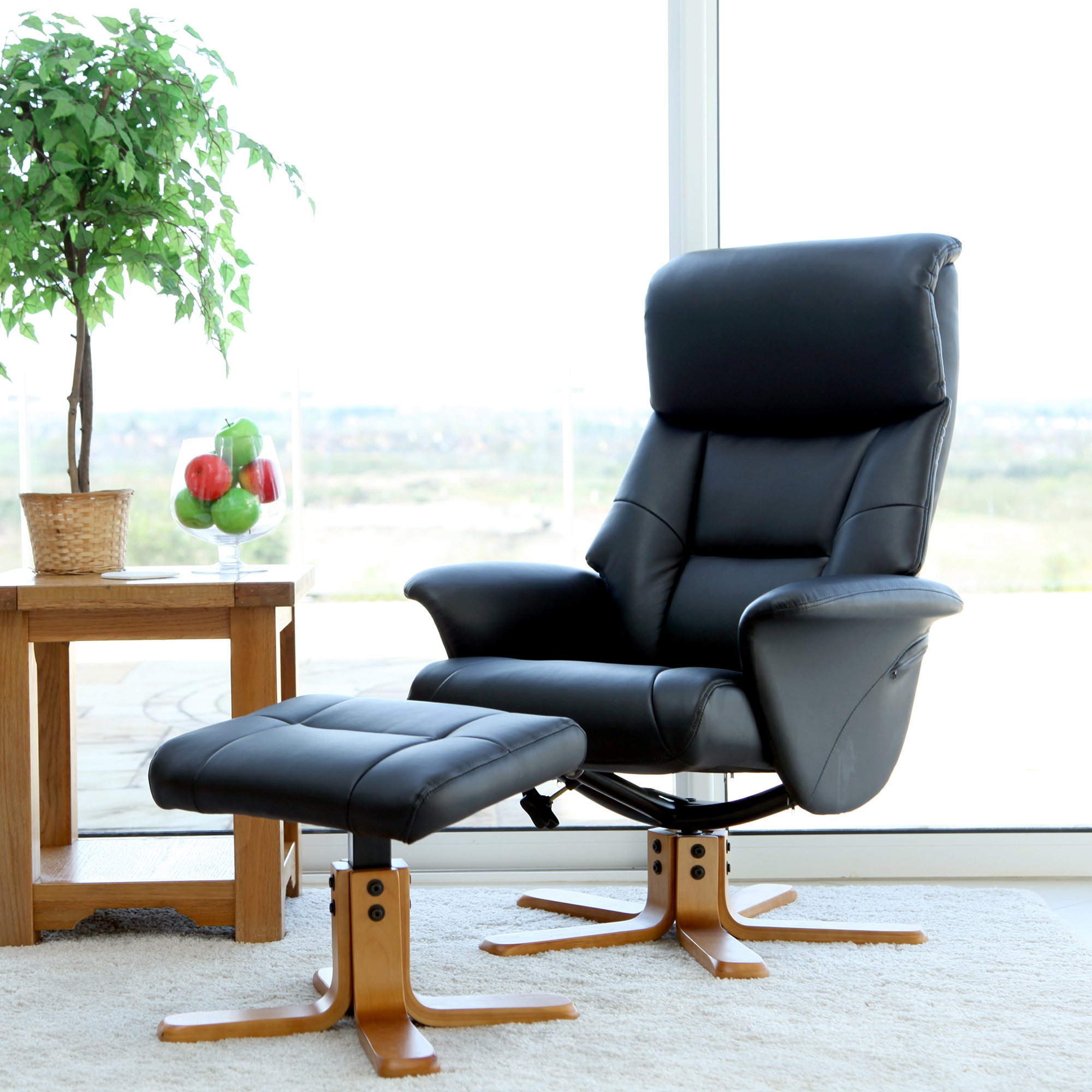 leather chair and stool set