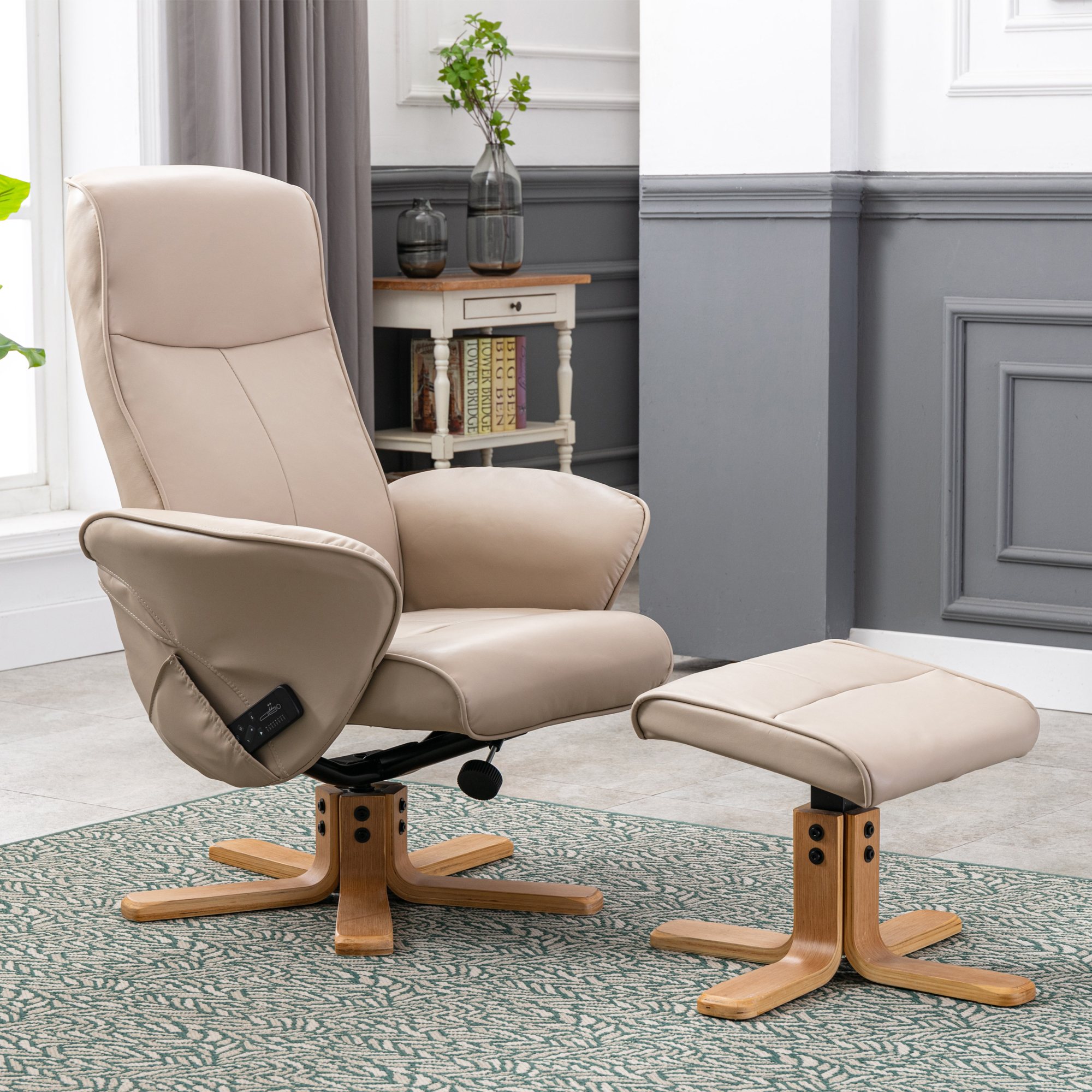 cream faux leather recliner chair