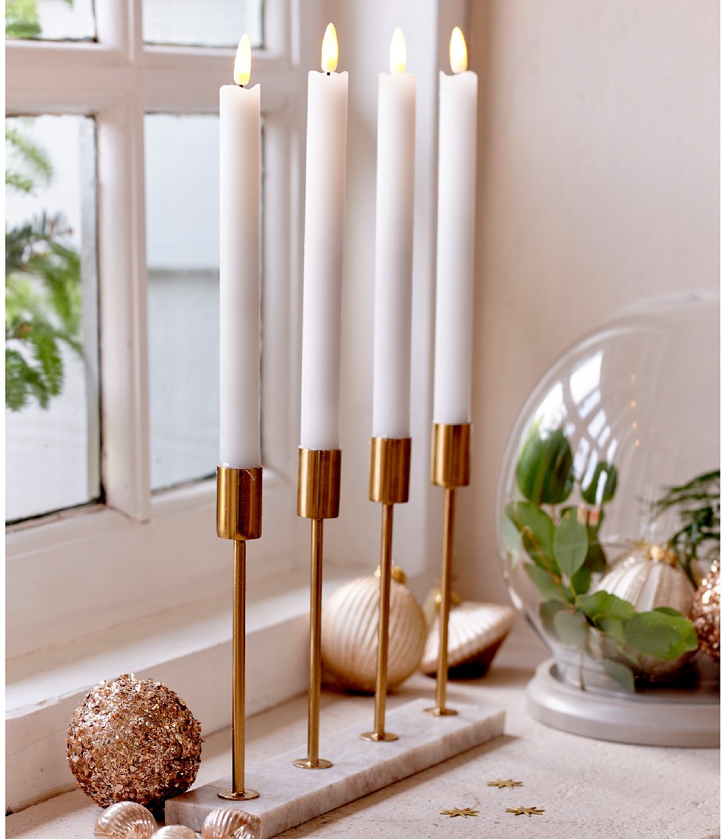 Kaemingk LED Pair of Dinner Candles White | Aldiss