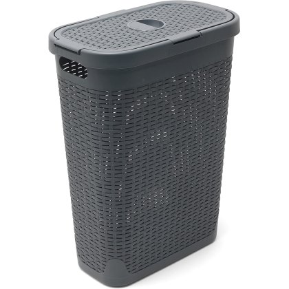 Rattan Slim Hamper Charcoal Rattan Slim Hamper Charcoal