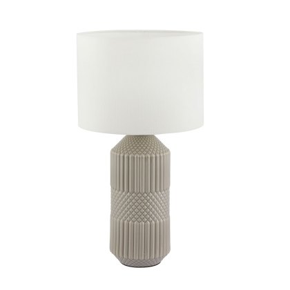 Meribel Grey Geo Textured Tall Ceramic Table Lamp Meribel Grey Geo Textured Tall Ceramic Table Lamp