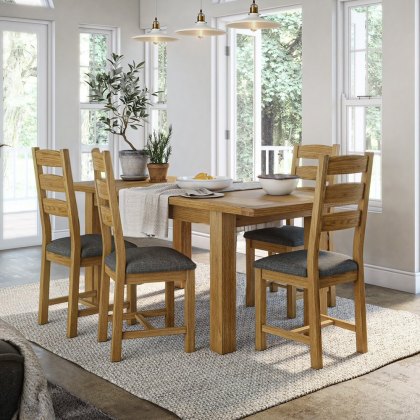 Modern wooden dining table with 4 chairs in light wood colour, oak  burlington