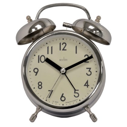 Acctim Hardwick Chrome Retro Double Bell Clock Acctim Hardwick Chrome Retro Double Bell Clock