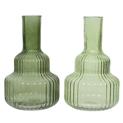 Kaemingk Green Sculpted Glass Vase Kaemingk Green Sculpted Glass Vase