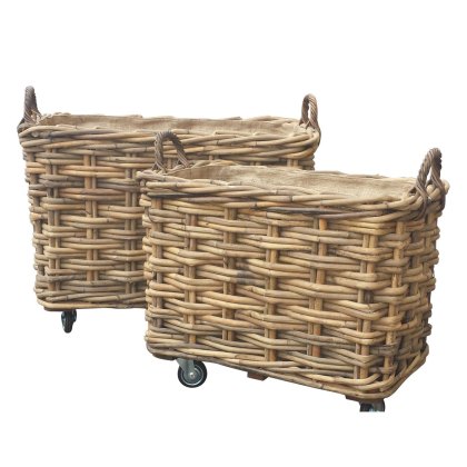 Glenweave Rectangle Small Log Basket on Wheels Glenweave Rectangle Small Log Basket on Wheels