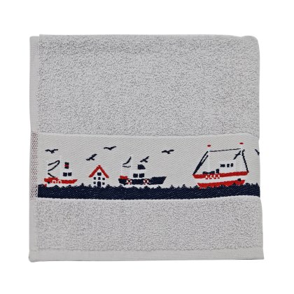 Fishing Boats Silver Tea Towel Fishing Boats Silver Tea Towel