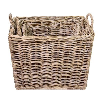 Stow Green Oblong Grey Kubu Rattan Basket Stow Green Oblong Grey Kubu Rattan Basket