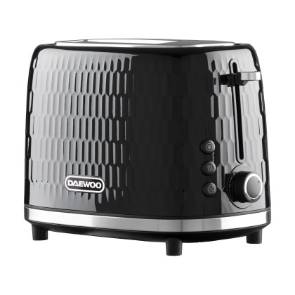 Daewoo 2 Set Bundle - 1.7L Kettle 3kw & 2 Slice Honeycomb Toaster Black