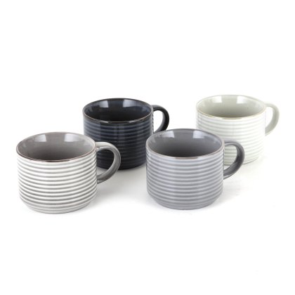 Ancap Verona Painted-Rim Cups and Saucers | 11.8oz in Black