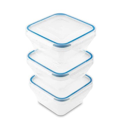 Addis Clip Tight 300ml 3 Pack Square Containers Addis Clip Tight 300ml 3 Pack Square Containers