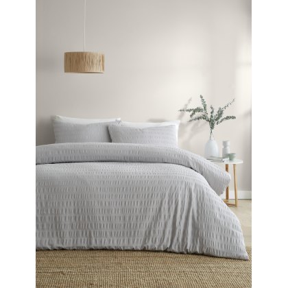 Serene Honley Seersucker Silver Duvet Cover Set Serene Honley Seersucker Silver Duvet Cover Set
