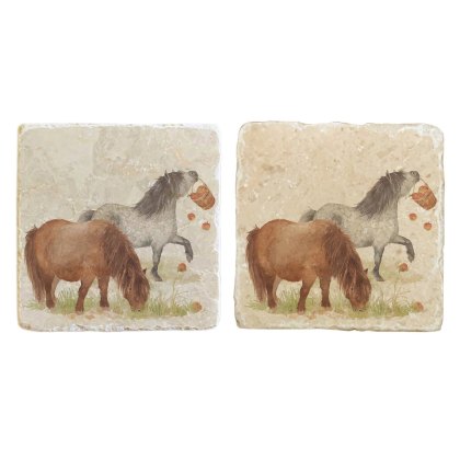 The Humble Hare Silly Shetlands Coaster Pair The Humble Hare Silly Shetlands Coaster Pair