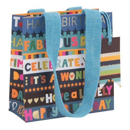 Glick Birthday Blue Stripes Gift Bags Glick Birthday Blue Stripes Gift Bags