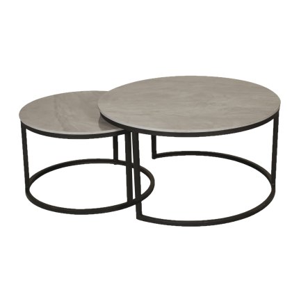 Yale Grey Round Nest of 2 Coffee Tables Yale Grey Round Nest of 2 Coffee Tables