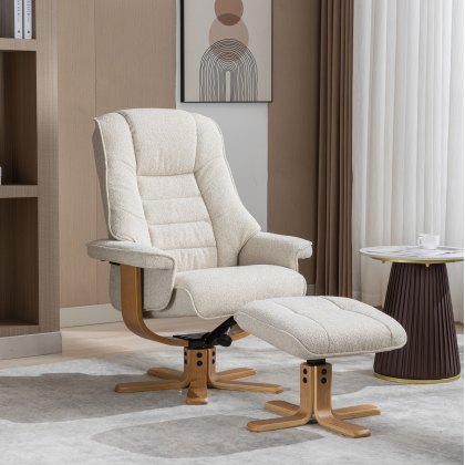 Sardinia Swivel Recliner Chair & Stool in Hessian Fabric Sardinia Swivel Recliner Chair & Stool in Hessian Fabric