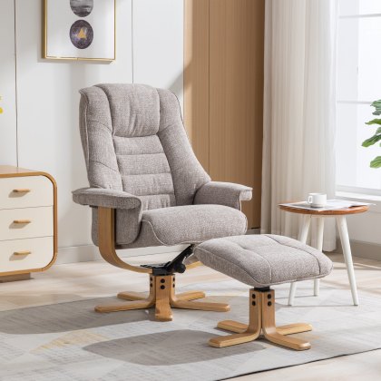 Sardinia Swivel Recliner Chair & Stool in Oat Fabric Sardinia Swivel Recliner Chair & Stool in Oat Fabric