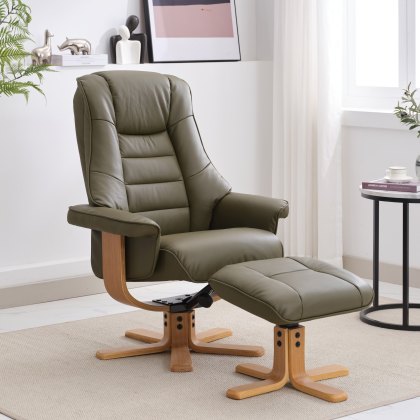 Sardinia Swivel Recliner Chair & Stool in Olive Green Sardinia Swivel Recliner Chair & Stool in Olive Green