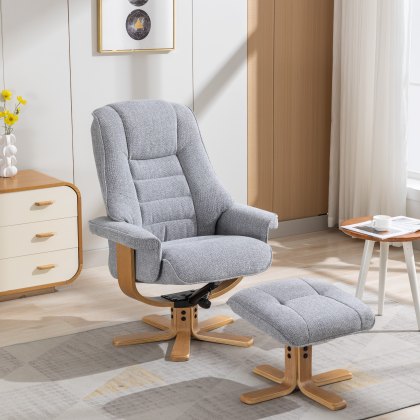 Sardinia Swivel Recliner Chair & Stool in Dove Fabric Sardinia Swivel Recliner Chair & Stool in Dove Fabric
