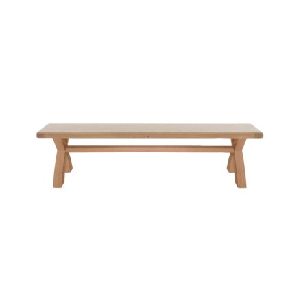 Heritage Editions Oak 1.8m Bench and Light Grey Check Cushion