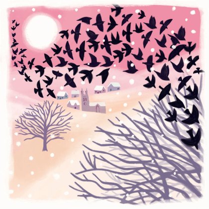 Otter House RSPB Starling Murmuration Small Square Xmas Cards