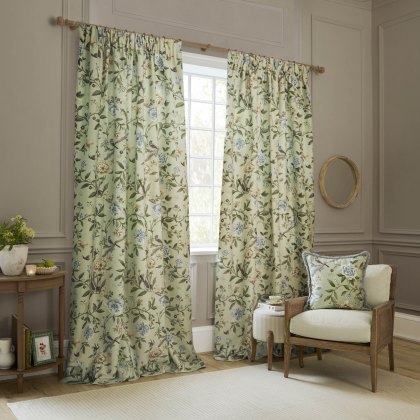 Sanderson Porcelain Garden Sage Pencil Pleat Curtains Sanderson Porcelain Garden Sage Pencil Pleat Curtains