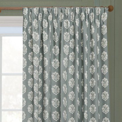 Sanderson Sessile Leaf Delph Blue Pencil Pleat Curtains