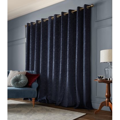 Laura Ashley Barley Midnight Embossed Curtains