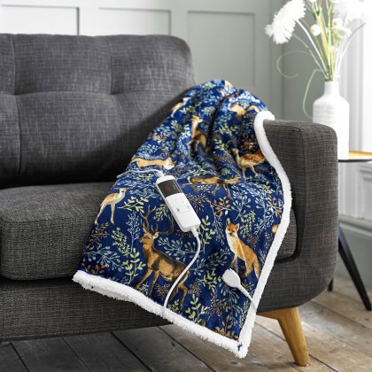 Deyongs Fox and Deer Heated Throw Navy