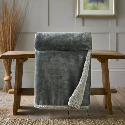 Deyongs Blackbrook Charcoal and Platinum Sherpa Reverse Throw