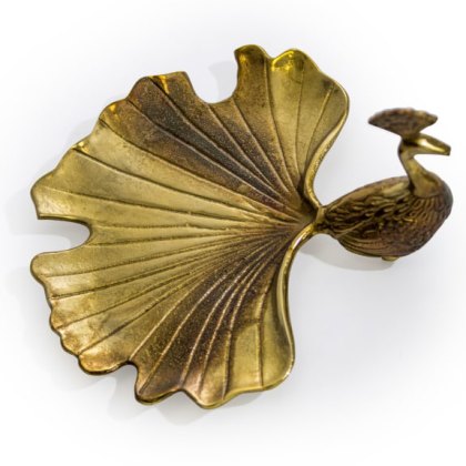 McGowan Rutherford Antique Gold Peacock Trinket Dish