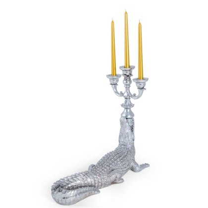 McGowan Rutherford Large Silver Crocodile Table Candelabra