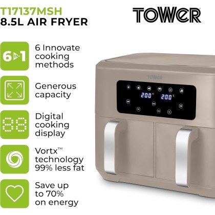 Tower Dual Basket Vortx Air Fry Latte