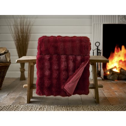 Deyongs Fernley Faux Fur Throw Dark Red