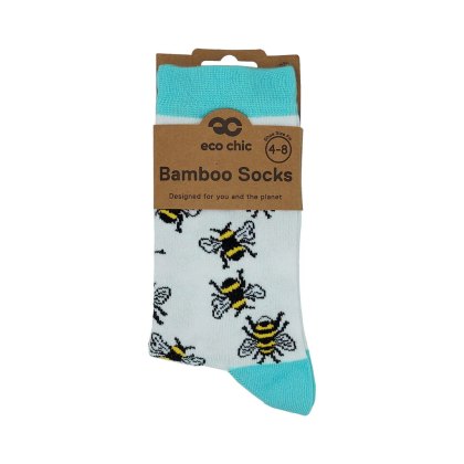 Eco Chic White Bumblebees Eco-Friendly Bamboo Socks