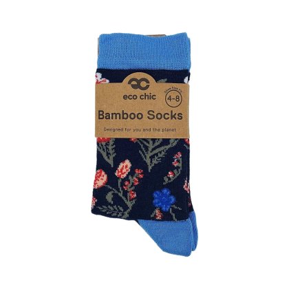 Eco Chic Navy Floral Eco-Friendly Bamboo Socks