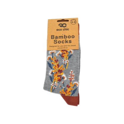 Eco Chic Grey Flowers Eco-Friendly Bamboo Socks