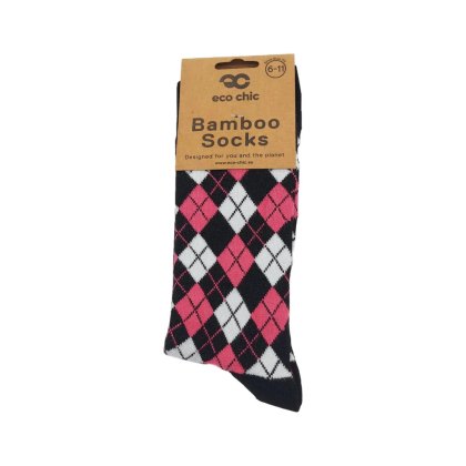 Eco Chic Black Argyle Eco-Friendly Bamboo Socks