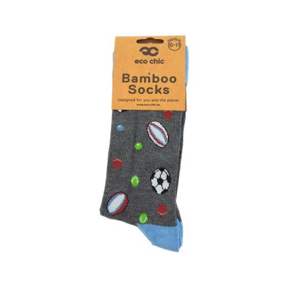 Eco Chic Grey Sports Balls Eco-Friendly Bamboo Socks