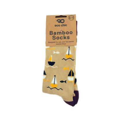 Eco Chic Beige Yachts Eco-Friendly Bamboo Socks