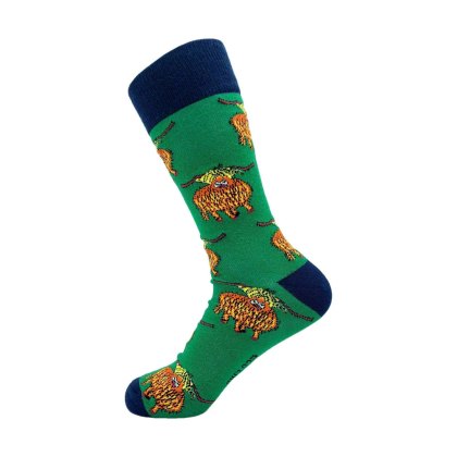 Eco Chic Green Highland Cow Eco-Friendly Bamboo Socks Eco Chic Green Highland Cow Eco-Friendly Bamboo Socks