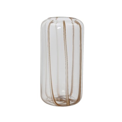 Kaemingk Clear Glass Vase with solid colour dark brown strips Kaemingk Clear Glass Vase with solid colour dark brown strips