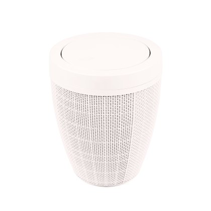 Addis Faux Hessian Calico Round Bathroom Bin Addis Faux Hessian Calico Round Bathroom Bin