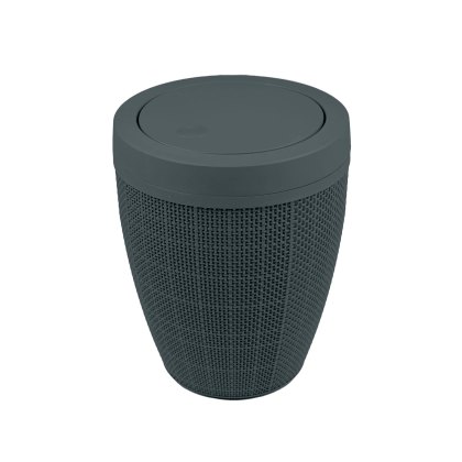 Addis Faux Hessian Charcoal Round Bathroom Bin Addis Faux Hessian Charcoal Round Bathroom Bin