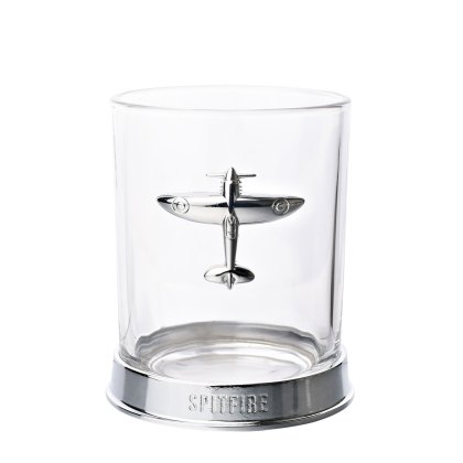 Widdop RAF Glass & Metal Whiskey Tumbler Spitfire Widdop RAF Glass & Metal Whiskey Tumbler Spitfire